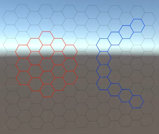 Hexagonal grid with two hexagonal grids inside it
