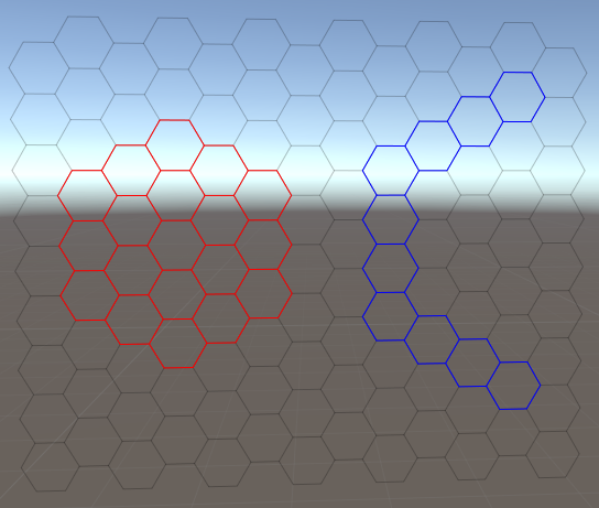 Hexagonal grid with two hexagonal grids inside it