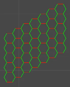Screenshot of rhombic hex arrangement